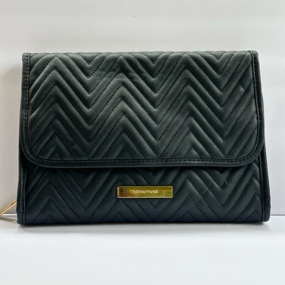 Tartan + Twine Black Quilted Cosmetic Bag